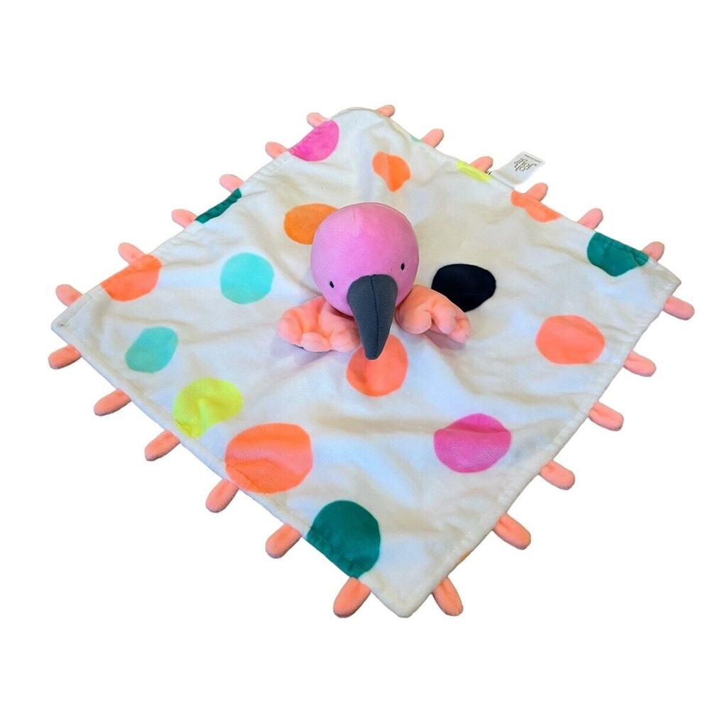 Target Oh Joy Pink Flamingo Baby Lovey Security Blanket Polka Dot Circles 13x13”